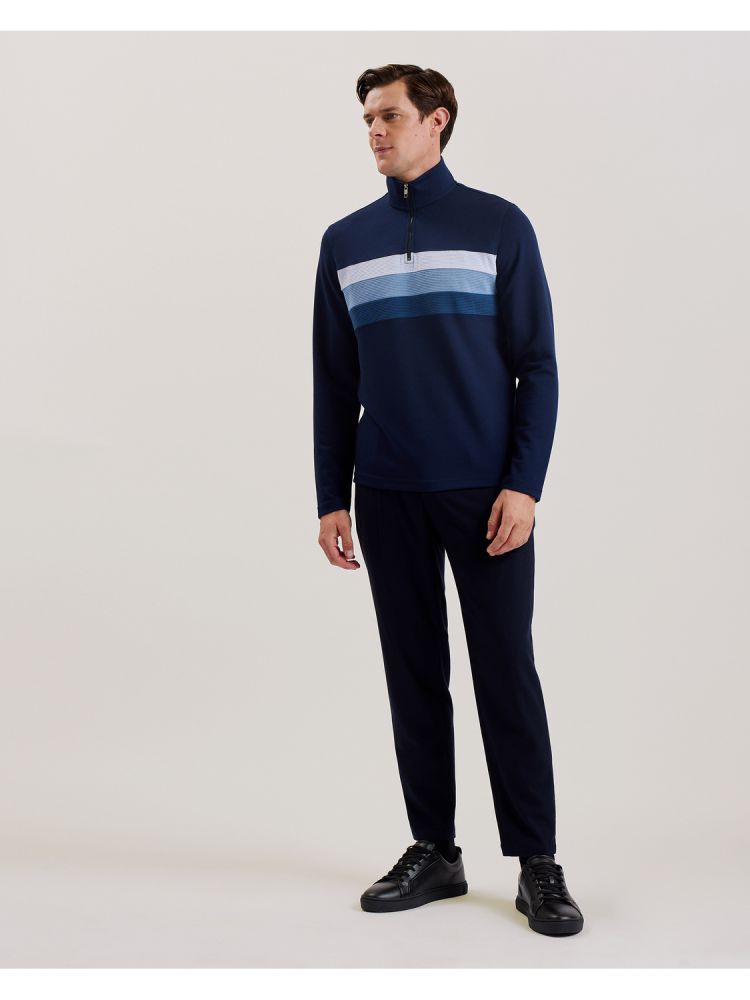 Ted Baker Longman - Ombre Stripe Half-zip Sweatshirt Hoodie Herren Navy | 082617-CAS