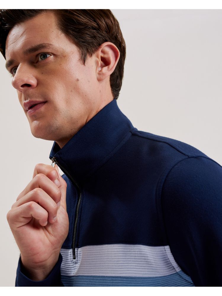 Ted Baker Longman - Ombre Stripe Half-zip Sweatshirt Hoodie Herren Navy | 082617-CAS