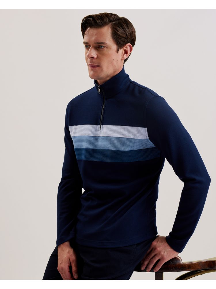 Ted Baker Longman - Ombre Stripe Half-zip Sweatshirt Hoodie Herren Navy | 082617-CAS
