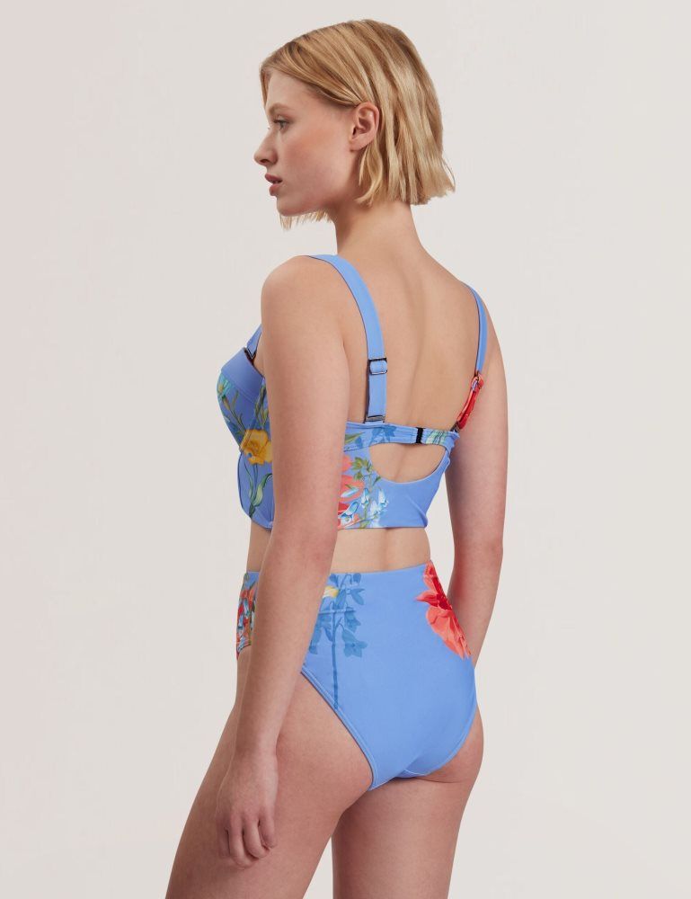 Ted Baker Loriiaa - Printed Underwired Bikini Top Bademode Damen Blau | 105379-VGY