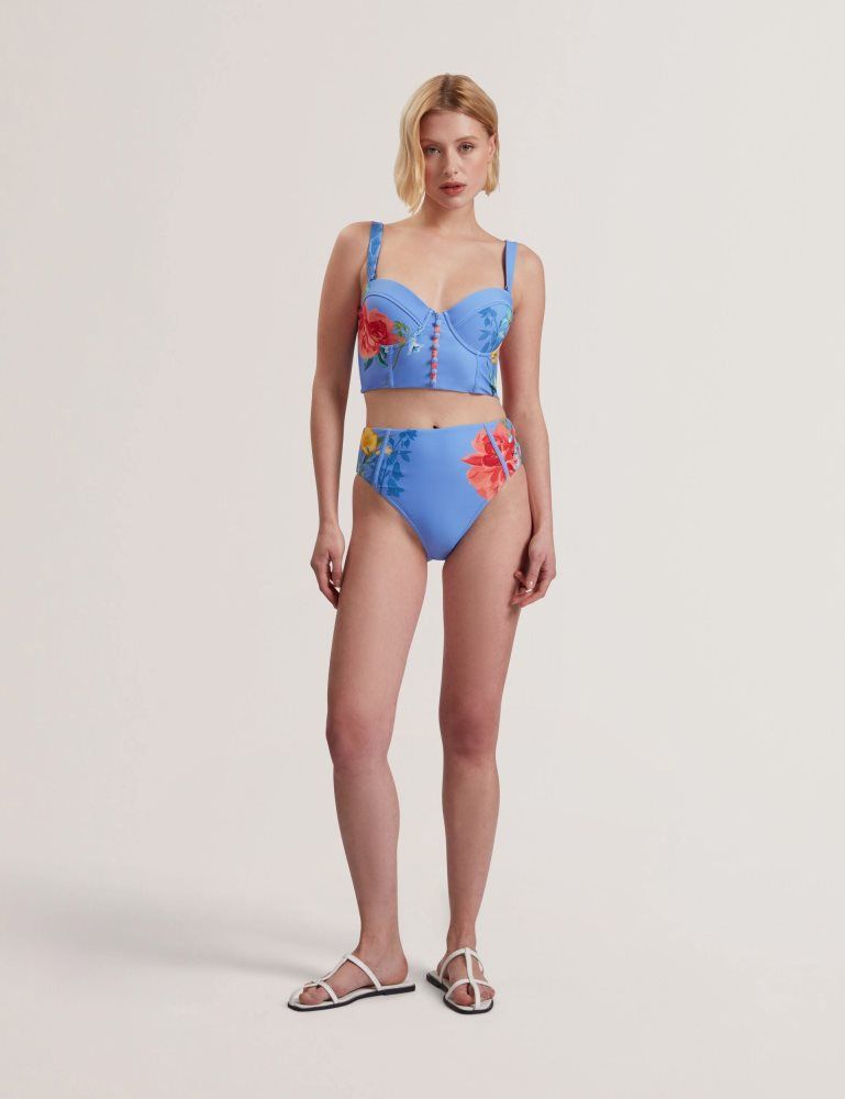 Ted Baker Loriiaa - Printed Underwired Bikini Top Bademode Damen Blau | 105379-VGY