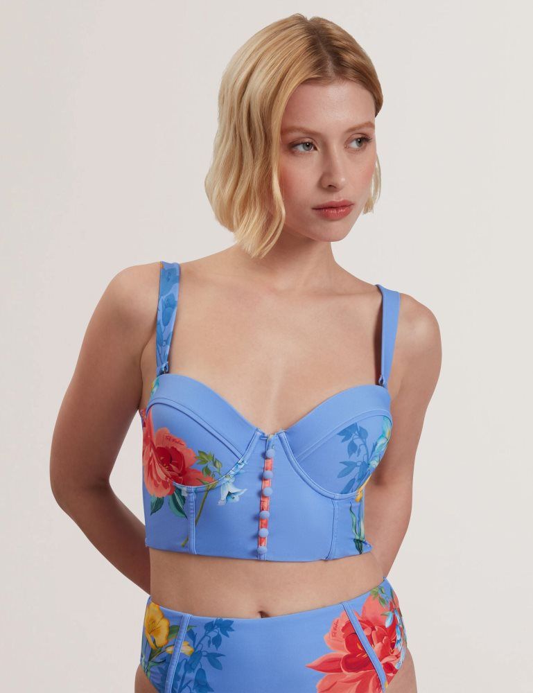 Ted Baker Loriiaa - Printed Underwired Bikini Top Bademode Damen Blau | 105379-VGY