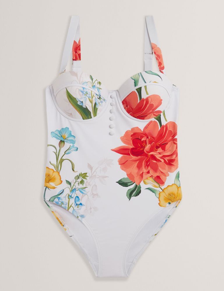 Ted Baker Lorinz - Printed Underwired Swimsuit Bademode Damen Weiß | 860294-IDT