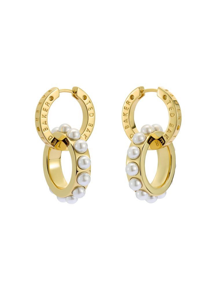 Ted Baker Lorrie - Double Logo Link Drop Earrings Schmuck Damen Gold | 456219-EPF