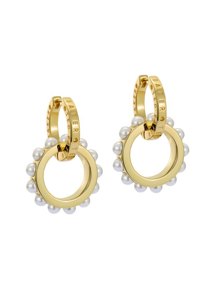 Ted Baker Lorrie - Double Logo Link Drop Earrings Schmuck Damen Gold | 456219-EPF
