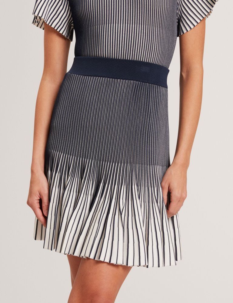 Ted Baker Lotttii - Textured Stripe Knit Flippy Mini Skirt Röcke Damen Navy | 140852-WZJ