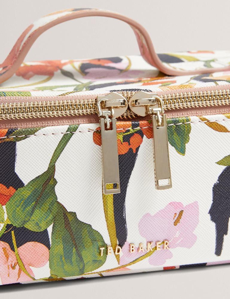 Ted Baker Louiaa - Floral Printed Small Top Handle Washbag Kulturbeutel Damen Weiß | 540718-BNX