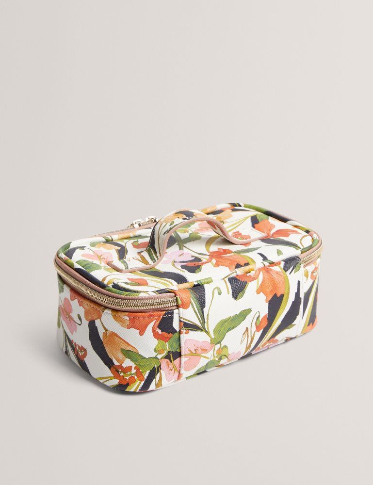 Ted Baker Louiaa - Floral Printed Small Top Handle Washbag Kulturbeutel Damen Weiß | 540718-BNX