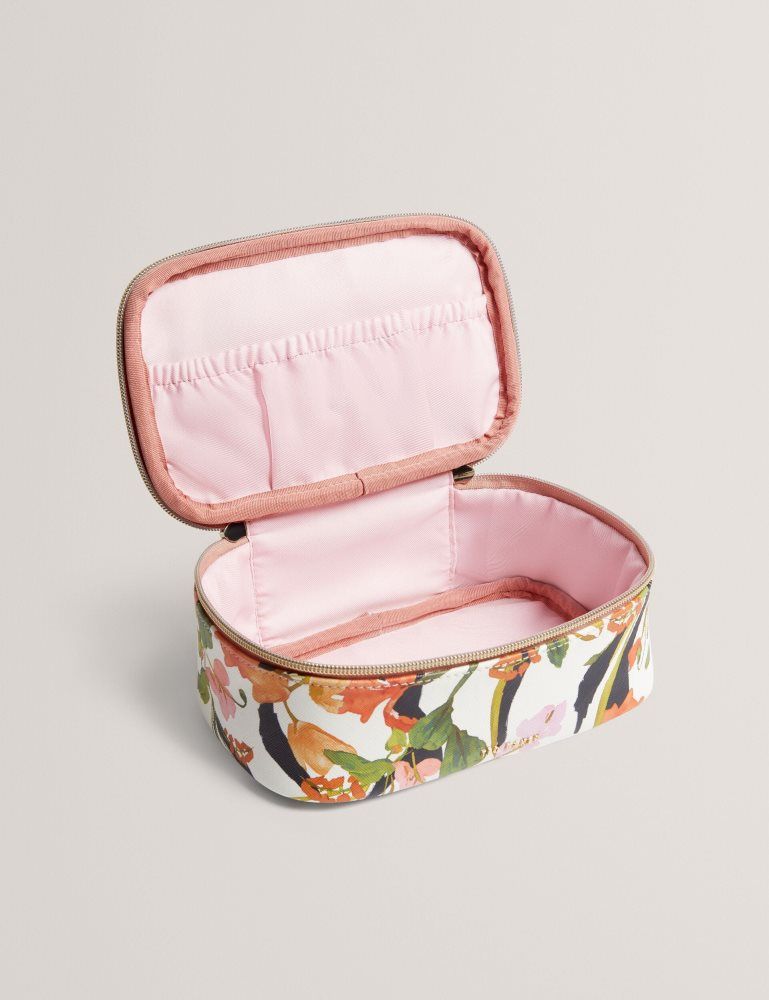 Ted Baker Louiaa - Floral Printed Small Top Handle Washbag Kulturbeutel Damen Weiß | 540718-BNX