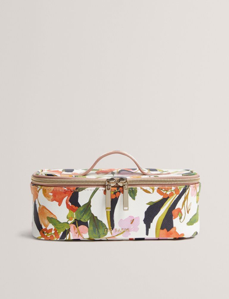 Ted Baker Louiaa - Floral Printed Small Top Handle Washbag Kulturbeutel Damen Weiß | 540718-BNX