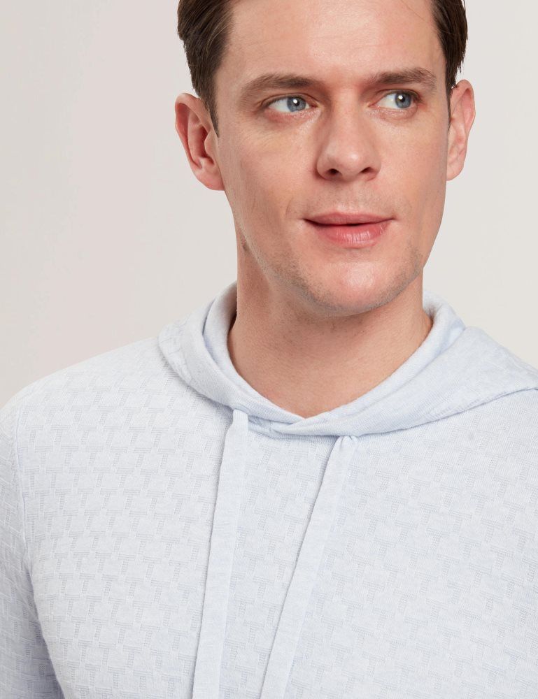 Ted Baker Loular - Textured T Knit Wool Blend Hoodie Hoodie Herren Blau | 479320-HMF