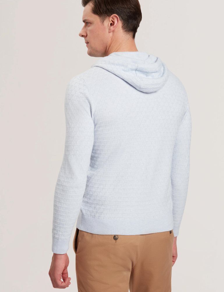 Ted Baker Loular - Textured T Knit Wool Blend Hoodie Hoodie Herren Blau | 479320-HMF