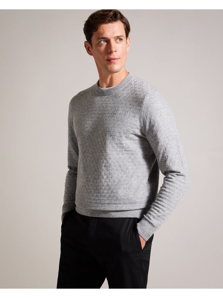 Ted Baker Loung - Long Sleeve T Stitch Crew Neck Sweater Pullover Herren Grau | 261790-WLE