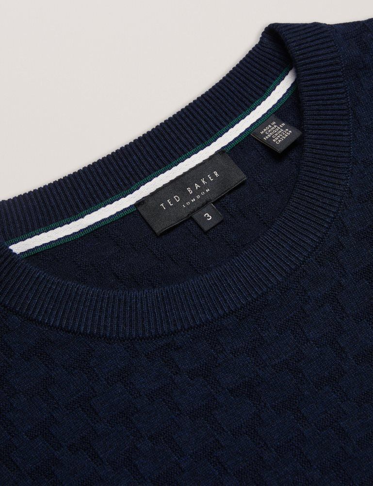 Ted Baker Loung - Textured T Knit Crew Neck Jumper Oberteile Herren Navy | 728456-LCY