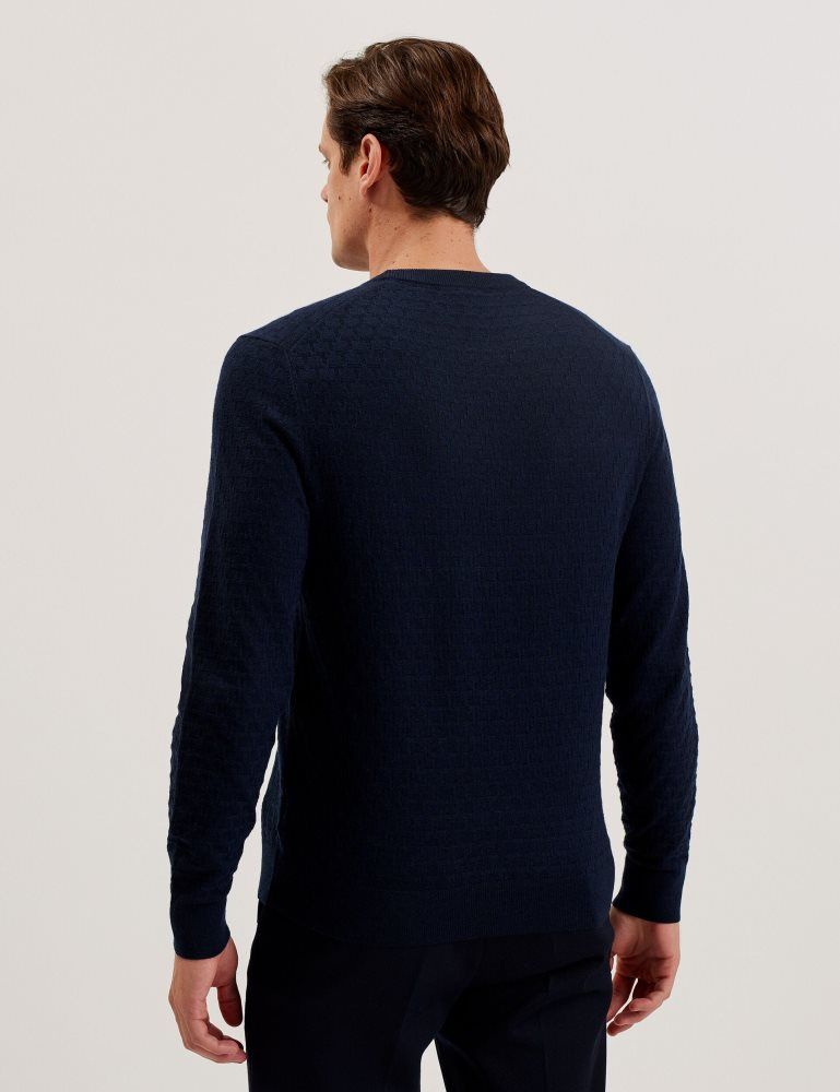 Ted Baker Loung - Textured T Knit Crew Neck Jumper Oberteile Herren Navy | 728456-LCY