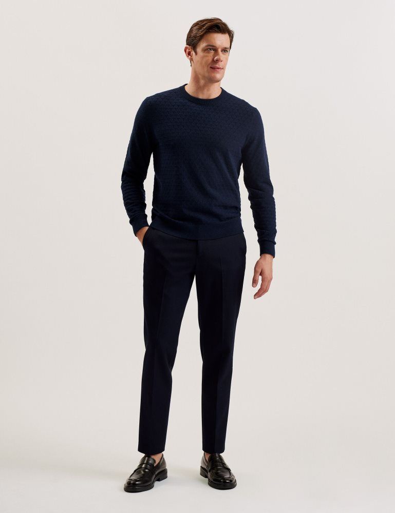 Ted Baker Loung - Textured T Knit Crew Neck Jumper Oberteile Herren Navy | 728456-LCY