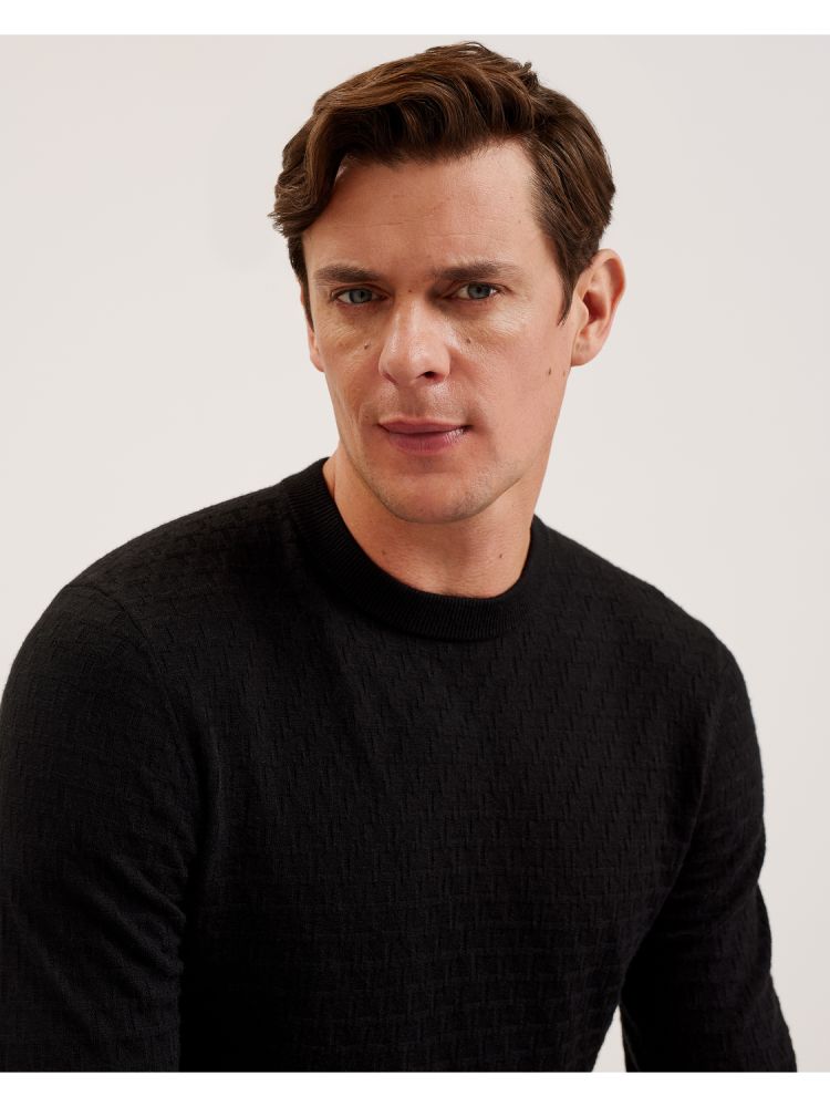 Ted Baker Loung - Textured T Knit Crew Neck Jumper Pullover Herren Schwarz | 805124-MNJ