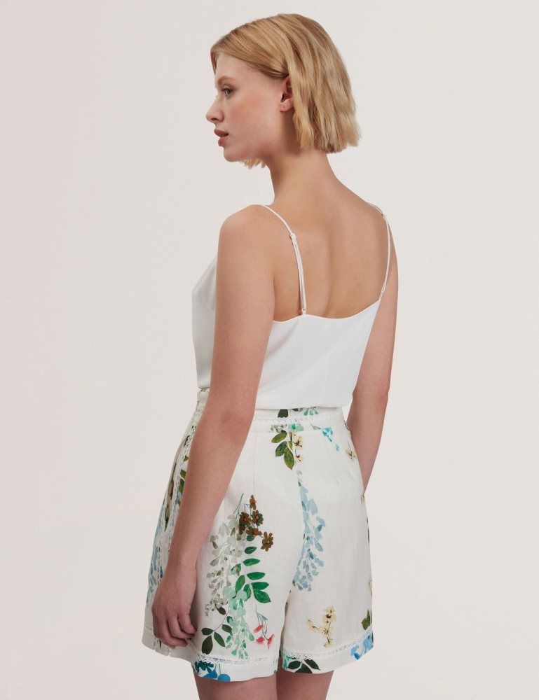 Ted Baker Lulea - Chiffon Detail V-neck Strappy Cami Top T-shirts Damen Weiß | 025761-PAG