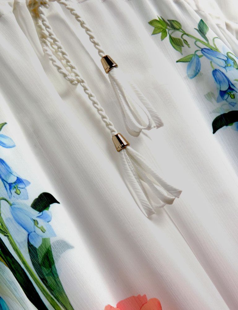 Ted Baker Luusaa - Floral V-neck Maxi Kaftan Beach Dress Bademode Damen Weiß | 103596-DUH