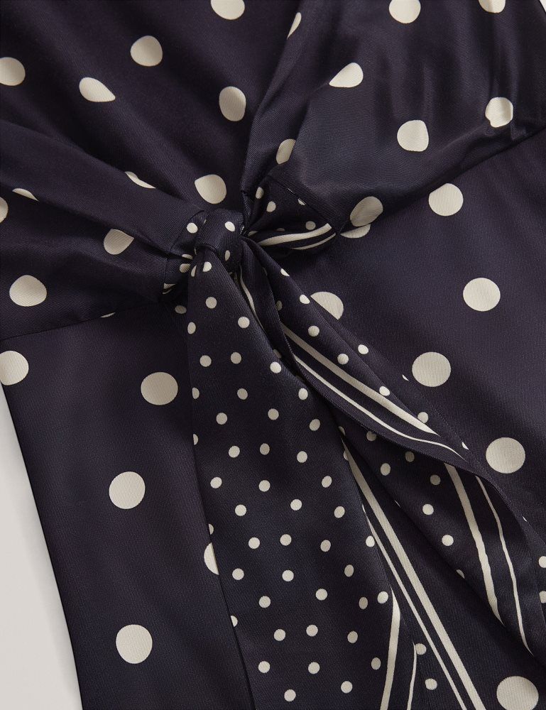 Ted Baker Malmoa - Polka Dot Tie Detail Column Midi Dress Kleid Damen Navy | 375904-GWM