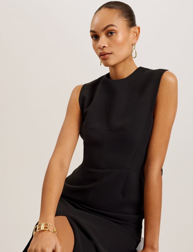 Ted Baker Manabdl - Tailored Sleeveless Midi Dress With Front Split Anzüge Damen Schwarz | 309572-FBY