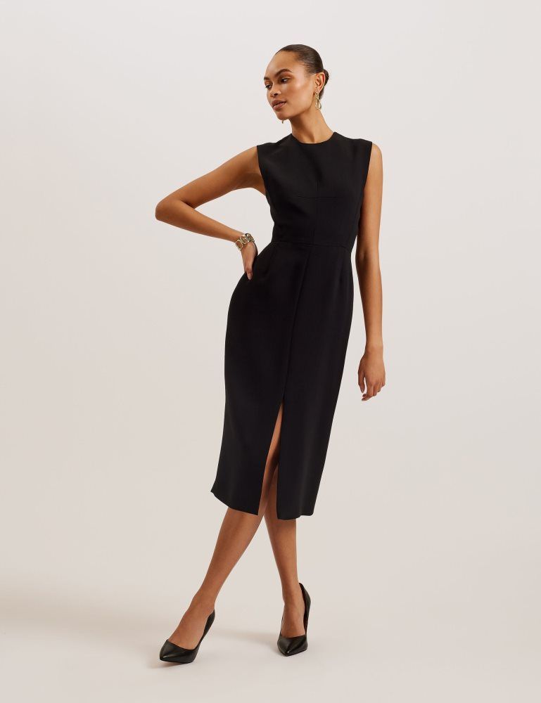 Ted Baker Manabdl - Tailored Sleeveless Midi Dress With Front Split Anzüge Damen Schwarz | 309572-FBY