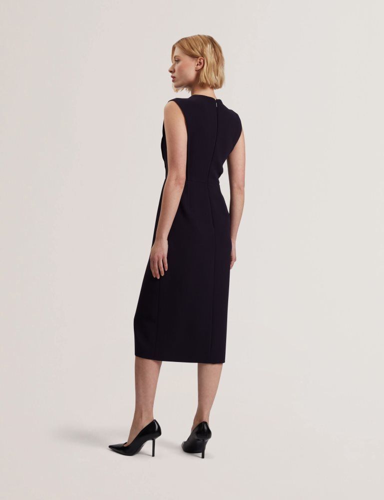 Ted Baker Manabdl - Tailored Sleeveless Midi Dress With Front Split Kleid Damen Navy | 463072-RTO