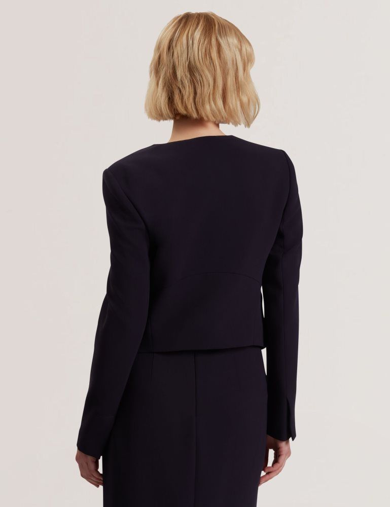Ted Baker Manabjl - Tailored Round Neck Cropped Open Jacket Jacken Damen Navy | 136492-CFY