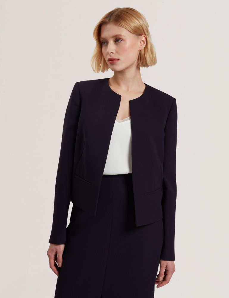 Ted Baker Manabjl - Tailored Round Neck Cropped Open Jacket Jacken Damen Navy | 136492-CFY