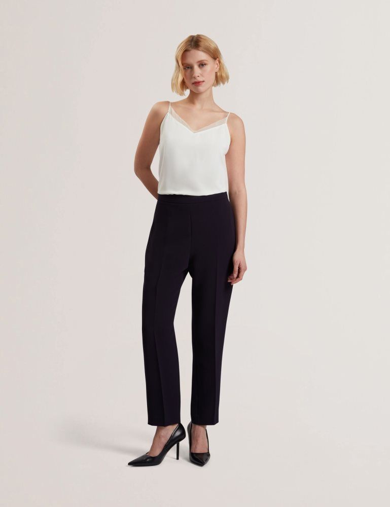Ted Baker Manabtl - High Waist Tapered Leg Tailored Trousers Anzüge Damen Navy | 087193-PNQ