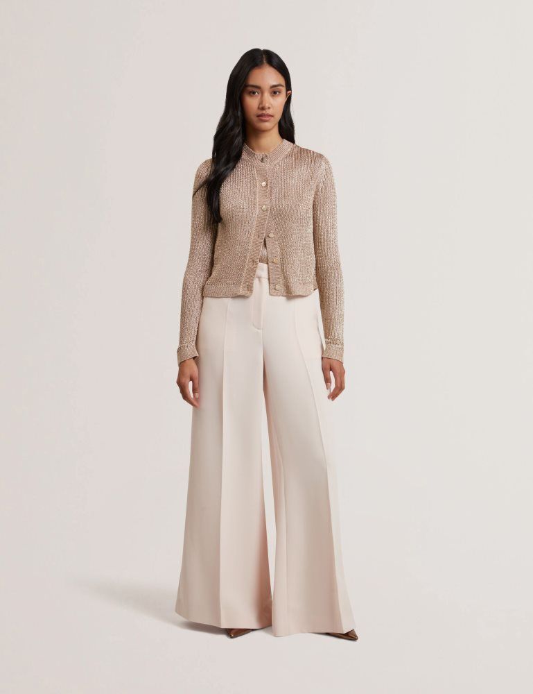 Ted Baker Manya - Metallic Knit Cropped Cardigan Pullover Damen Gold | 731492-LAV