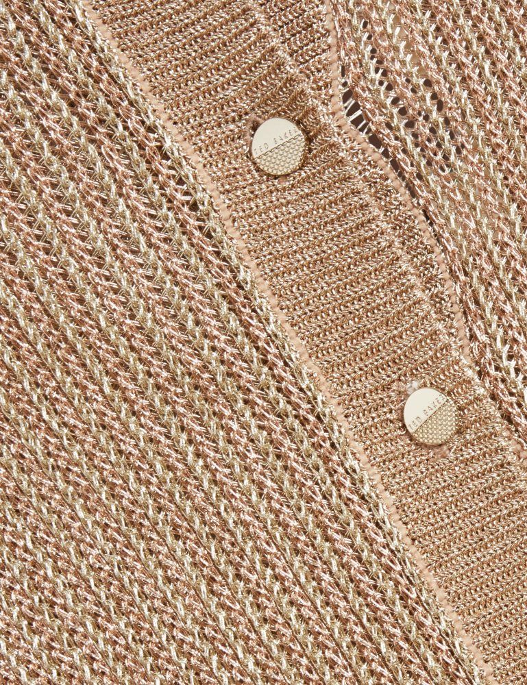 Ted Baker Manya - Metallic Knit Cropped Cardigan Pullover Damen Gold | 731492-LAV