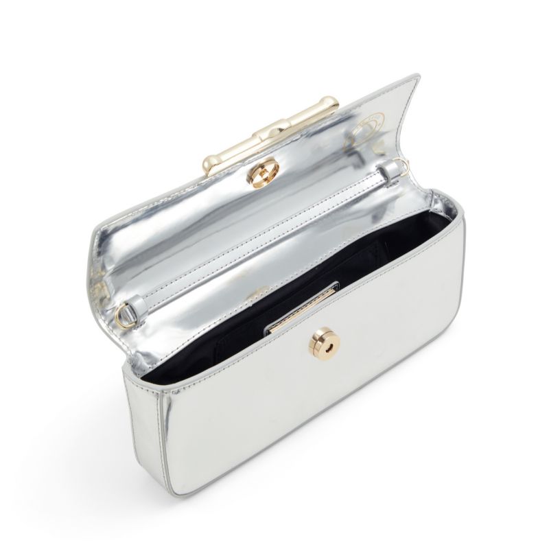 Ted Baker Maya - Metallic Leather Crossbody Baguette Bag Umhängetasche Damen Silber | 694172-NTV