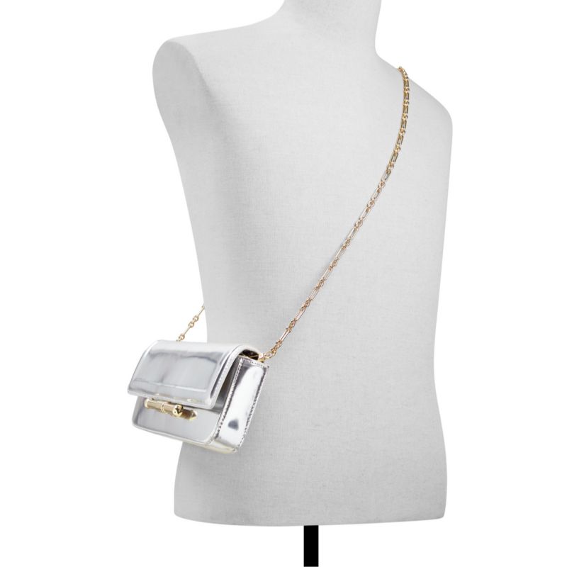 Ted Baker Maya - Metallic Leather Crossbody Baguette Bag Umhängetasche Damen Silber | 694172-NTV