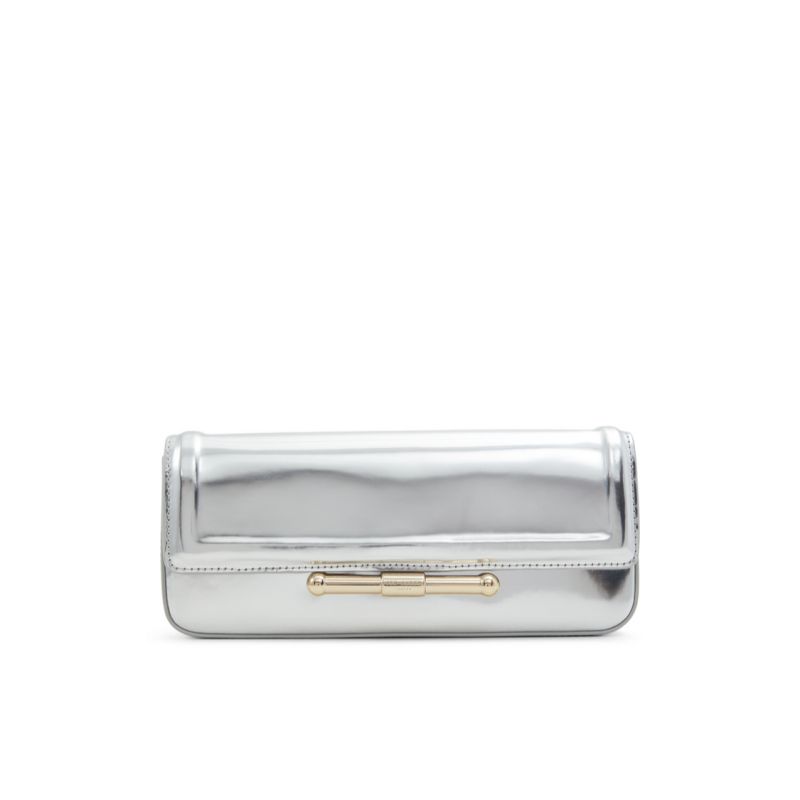 Ted Baker Maya - Metallic Leather Crossbody Baguette Bag Umhängetasche Damen Silber | 694172-NTV