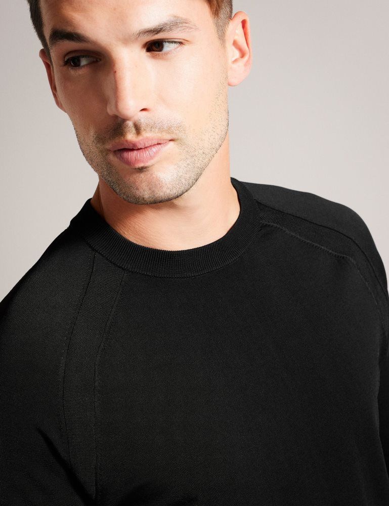 Ted Baker Maywo - Saddle Shoulder Crew Neck Jumper Pullover Herren Schwarz | 245036-CIH