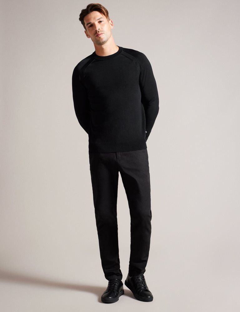 Ted Baker Maywo - Saddle Shoulder Crew Neck Jumper Pullover Herren Schwarz | 245036-CIH