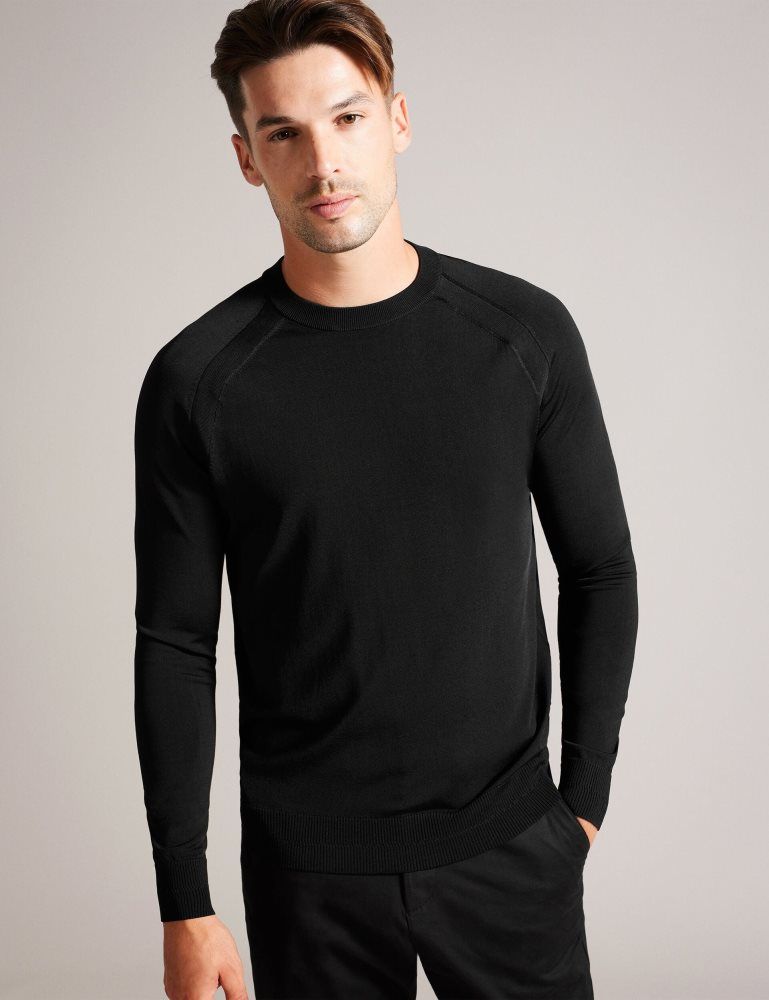 Ted Baker Maywo - Saddle Shoulder Crew Neck Jumper Pullover Herren Schwarz | 245036-CIH