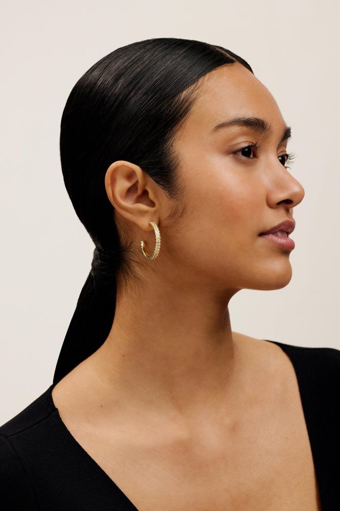 Ted Baker Mellia - Medium Double Crystal Hoop Earrings Schmuck Damen Gold | 437152-MQE
