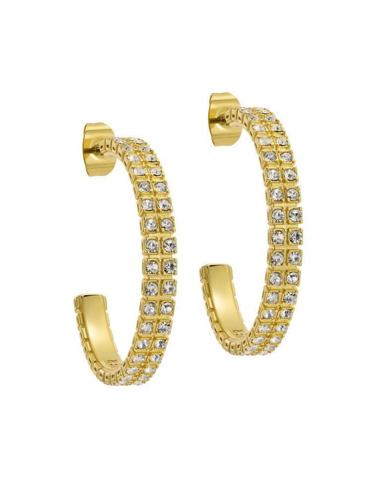 Ted Baker Mellia - Medium Double Crystal Hoop Earrings Schmuck Damen Gold | 437152-MQE