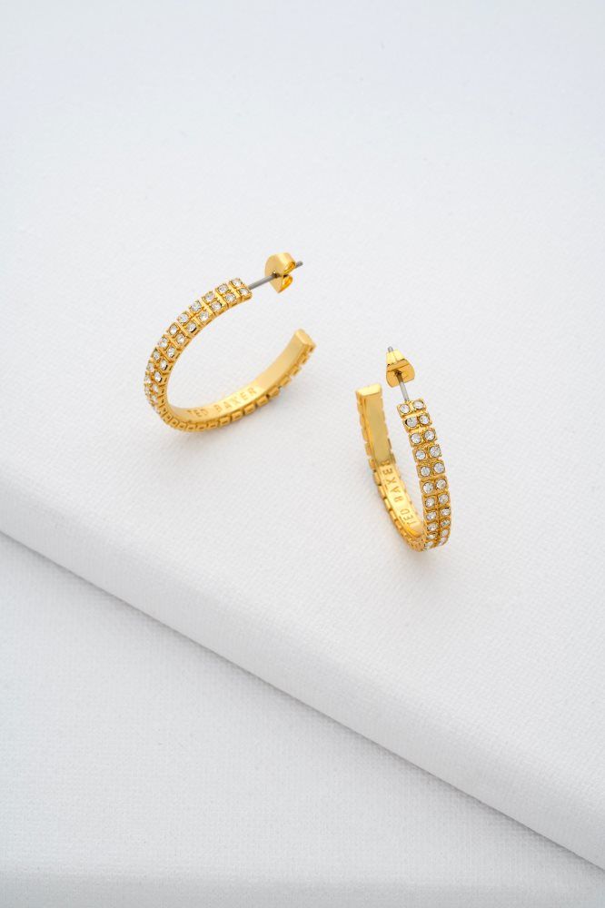 Ted Baker Mellia - Medium Double Crystal Hoop Earrings Schmuck Damen Gold | 437152-MQE