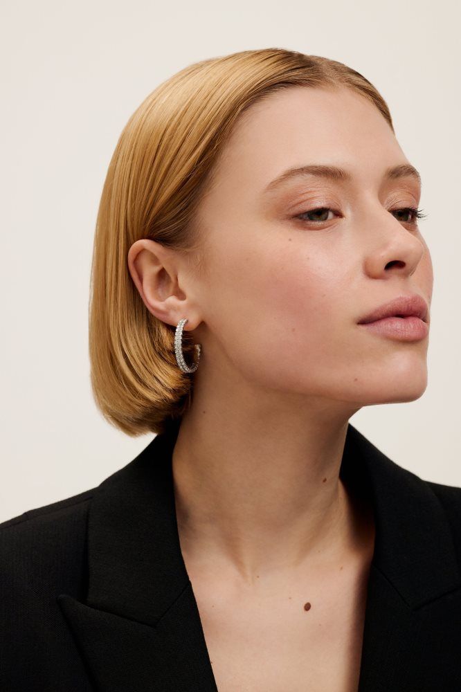 Ted Baker Mellia - Mellia Medium Double Crystal Hoop Earrings Schmuck Damen Silber | 549371-IYF