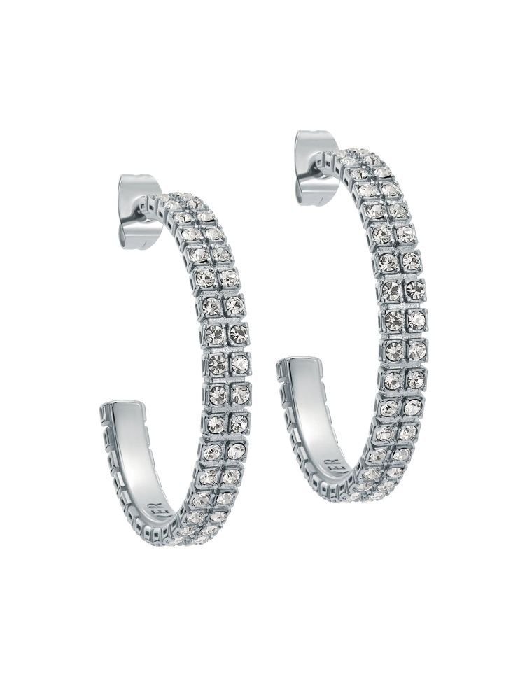 Ted Baker Mellia - Mellia Medium Double Crystal Hoop Earrings Schmuck Damen Silber | 549371-IYF