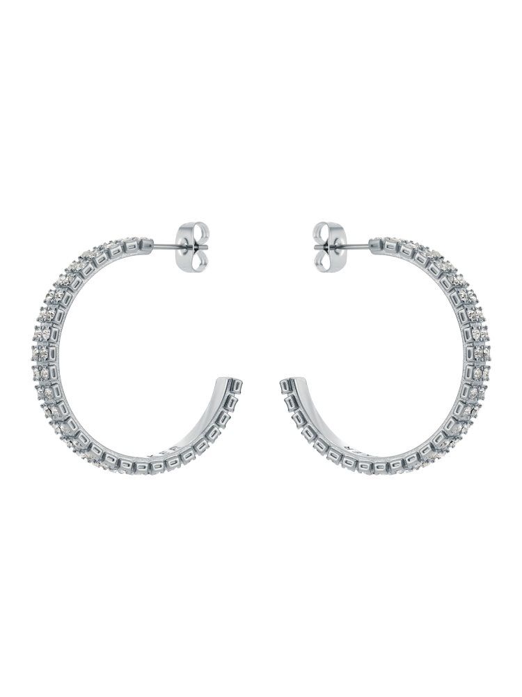 Ted Baker Mellia - Mellia Medium Double Crystal Hoop Earrings Schmuck Damen Silber | 549371-IYF