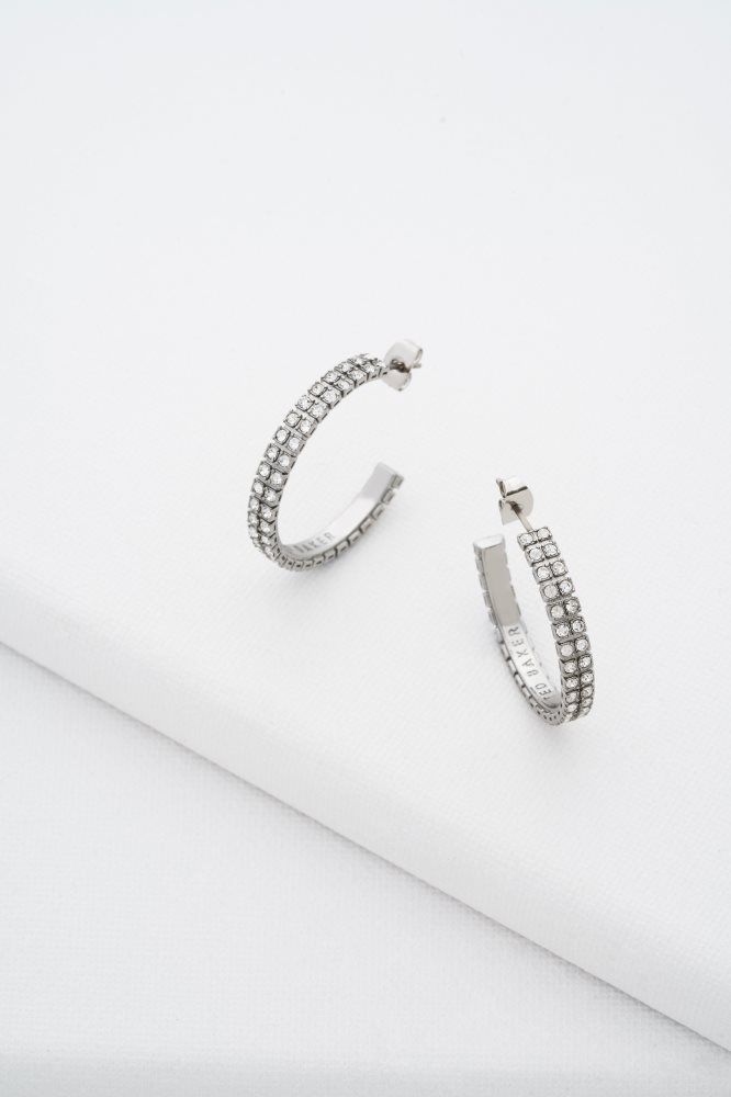 Ted Baker Mellia - Mellia Medium Double Crystal Hoop Earrings Schmuck Damen Silber | 549371-IYF