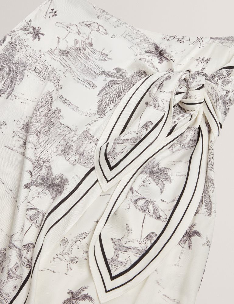 Ted Baker Melva - Printed Tie Detail Wrap Midi Skirt Röcke Damen Weiß | 375164-SKA