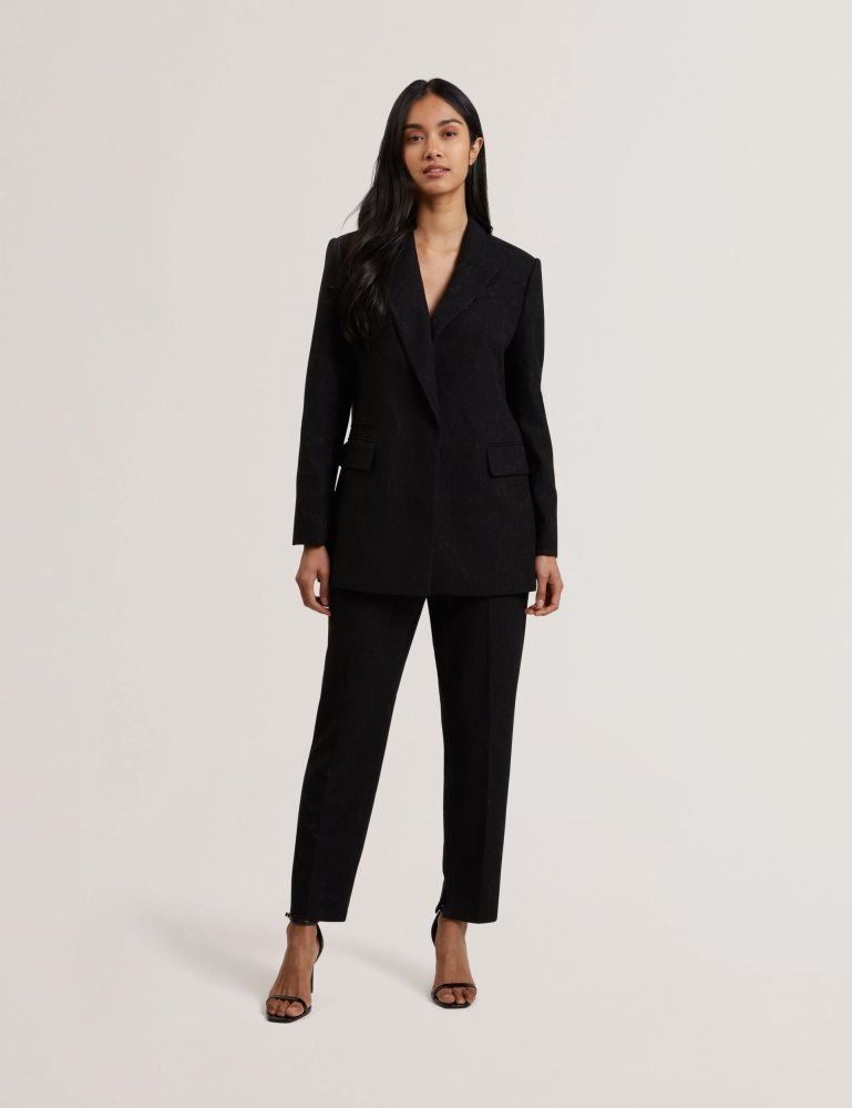 Ted Baker Merio - Bonded Lace Single Breasted Relaxed Blazer Anzüge Damen Schwarz | 791304-WHY