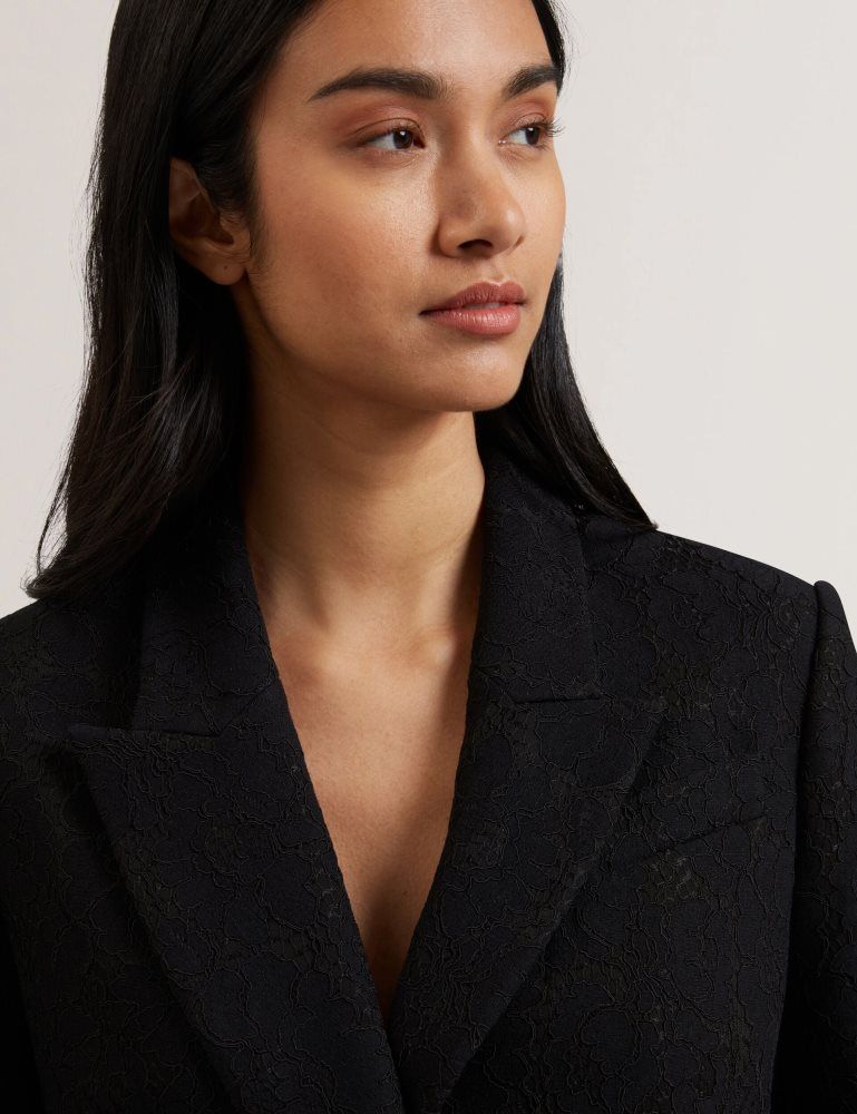 Ted Baker Merio - Bonded Lace Single Breasted Relaxed Blazer Anzüge Damen Schwarz | 791304-WHY