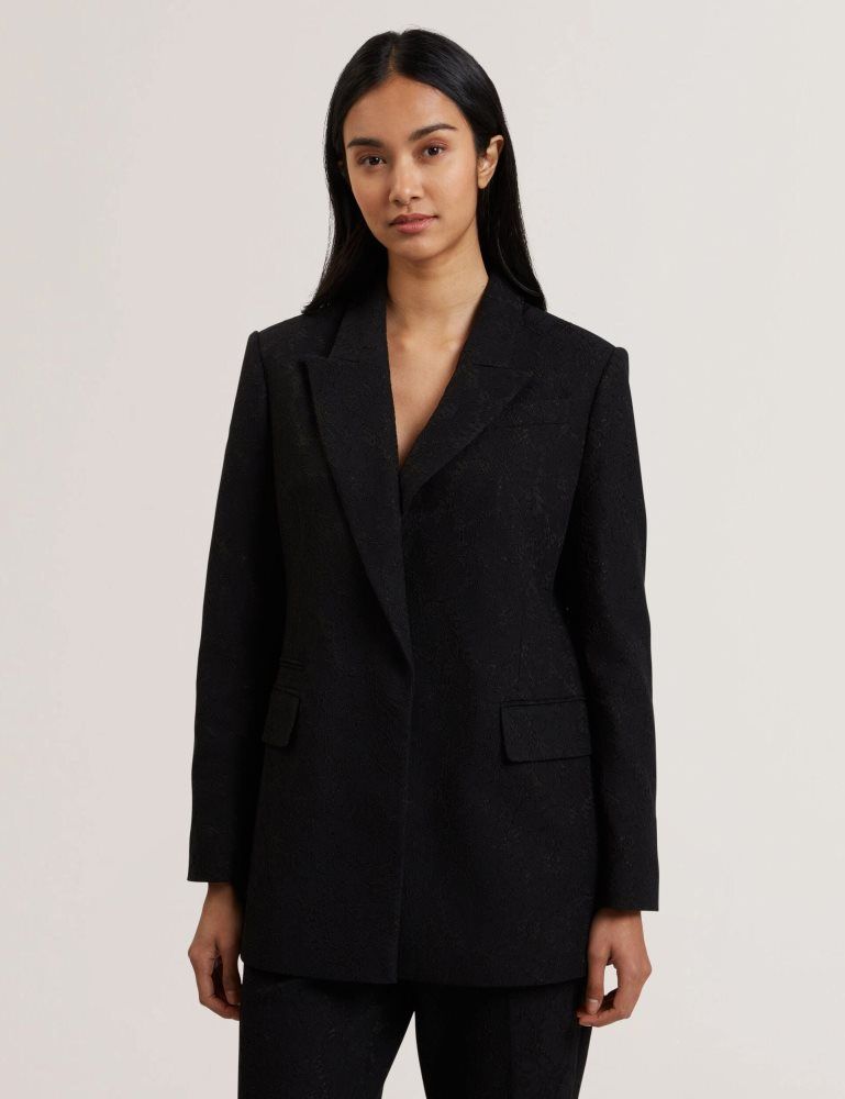 Ted Baker Merio - Bonded Lace Single Breasted Relaxed Blazer Anzüge Damen Schwarz | 791304-WHY