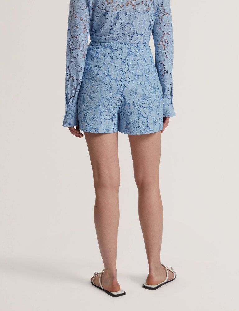 Ted Baker Meriosh - Lace High Waisted Tailored Shorts Kurze Hose Damen Blau | 573960-SVZ